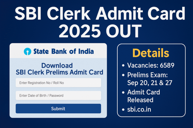 SBI క్లర్క్ అడ్మిట్ కార్డ్ 2025 విడుదల